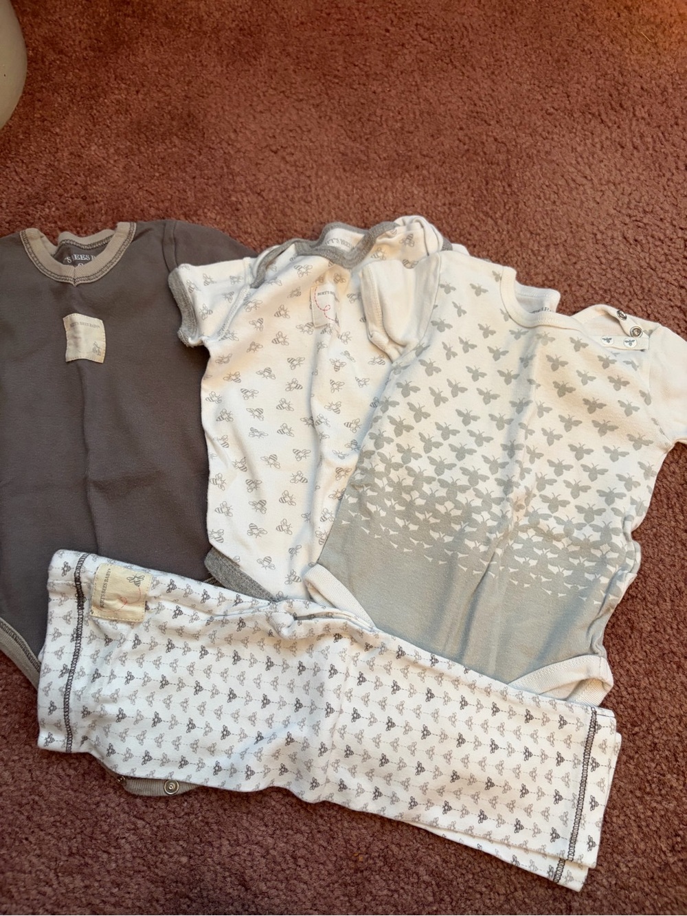 Burt's Bees Baby Gray & Cream One-Piece Bodysuit Set